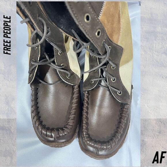 Punto Pigro for FREE PEOPLE Eschimese Lace Tall Boot In Neutral Block Size 41 - Picture 6 of 8